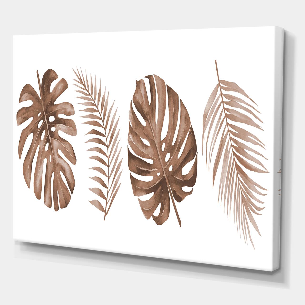 Designart - Tropical Monstera and Palm Leaf In Terracotta - Traditional Canvas Wall Art Print
